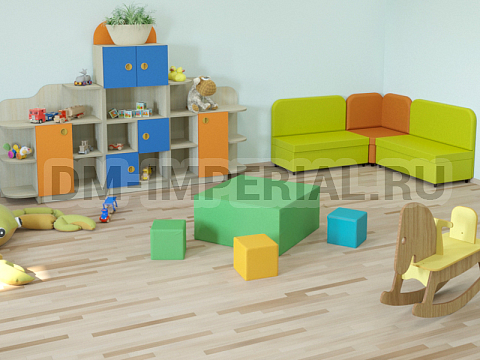 Оснащение детских садов, Мягкие модули, Комплект мебели Кубики ММ-ММ-005