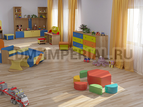 Оснащение детских садов, Мягкие модули, Комплект мебели Полянка ММ-ММ-003