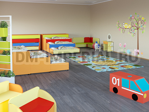 Оснащение детских садов, Кровати, Кровать 4-х ярусная выкатная с крышкой КР-014-К