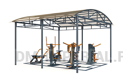 Тренажерная беседка из 6 тренажеров на раме ТРК 1.7