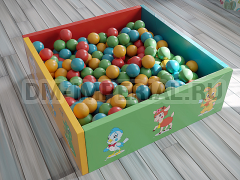 Оснащение детских садов, Мягкие модули, Сухой бассейн Квадратный малый с рисунком ММ-СБ-033