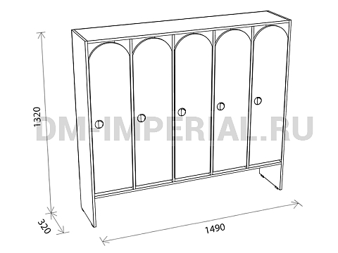 Оснащение детских садов, Шкафы, Шкаф для одежды 5-ти секционный ШР-001-5