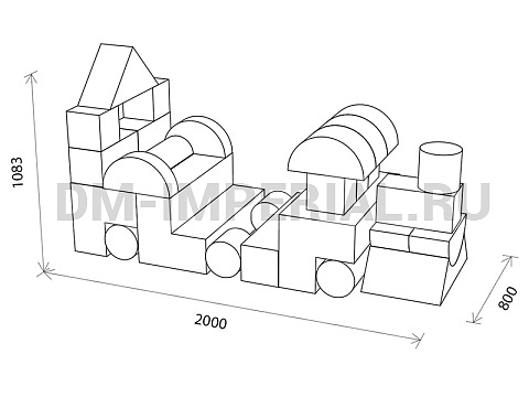 Оснащение детских садов, Мягкие модули, Мягкие игровые модули Паровоз ММ-ИМ-03.013