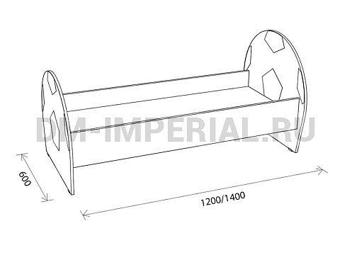 Оснащение детских садов, Кровати, Кровать ЛДСП Футболист с рисунком КР-006.01-Р