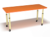 Стол 2-х местный на регулируемых ножках и колесах (оранжевый, на металлокаркасе (0-3гр.))