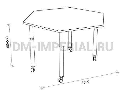 Оснащение детских садов, Столы, Стол шестигранник на регулируемых ножках и колесах СТ-004-К