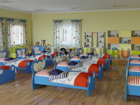 Оснащение детских садов, Кровати, Кровать ЛДСП Мышонок с рисунком КР-004.02-Р