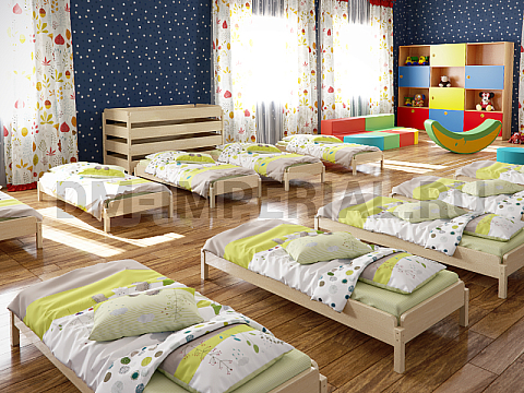 Оснащение детских садов, Кровати, Эко-кровать Пирамида (массив) КР-021
