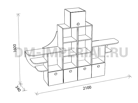 Оснащение детских садов, Шкафы, Стеллаж Кораблик ШС-009