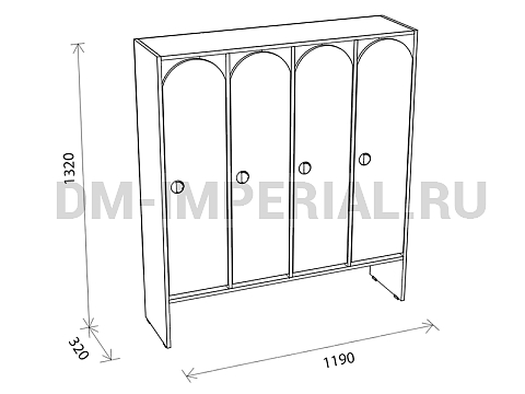 Оснащение детских садов, Шкафы, Шкаф для одежды 4-х секционный ШР-001-4