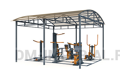 Тренажерная беседка из 6 тренажеров на раме ТРК 1.6