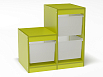 Стеллаж для хранения двухсекционный, разноуровневый, вар. 1, высота 750 (разноцветный (ая), средние контейнеры, Вариант 2)