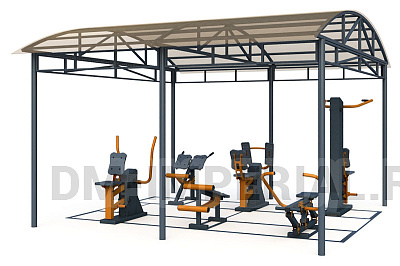 Тренажерная беседка из 6 тренажеров на раме ТРК 1.5