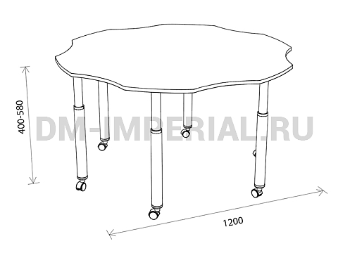 Оснащение детских садов, Столы, Стол Цветочек на регулируемых ножках и колесах СТ-021-К