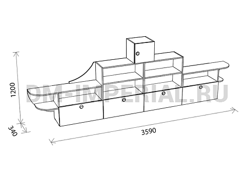 Оснащение детских садов, Шкафы, Стеллаж Кораблик большой ШС-010