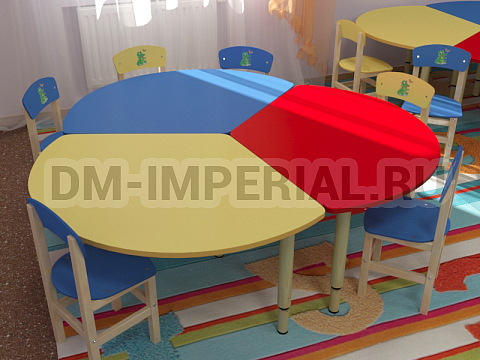 Оснащение детских садов, Столы, Стол Трилистник на регулируемых ножках СТ-022-Ц