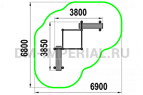 Уличное оборудование, Спортивное оборудование, Каскад разноуровневых турников с двумя лавками для преса W-02-003 W-02-003