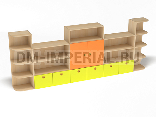 Оснащение детских садов, Шкафы, Стеллаж Золушка ШС-014