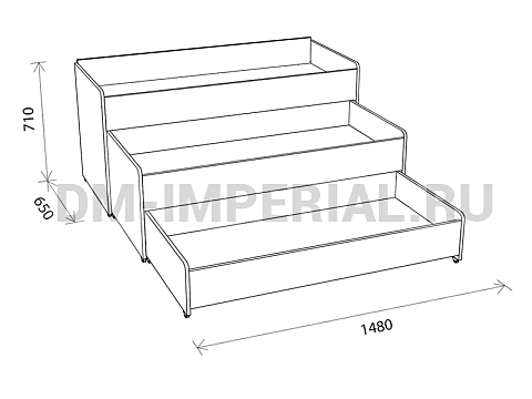 Оснащение детских садов, Кровати, Кровать 3-х ярусная выкатная КР-013