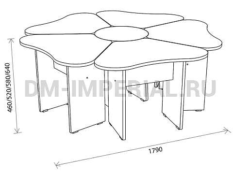 Оснащение детских садов, Столы, Стол Ромашка 5-ти секционный СТ-027-Ц