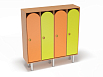 Шкаф 4-х секционный на металлических ножках (каркас бук с разноцветными фасадами, Вариант 4)