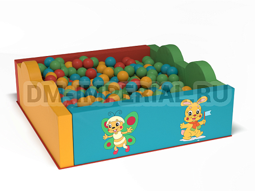 Оснащение детских садов, Мягкие модули, Сухой бассейн Квадратный Волна с рисунком ММ-СБ-055