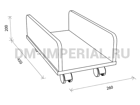 Офисная мебель, Тумбы в офис, Подставка под системный блок на колесах Т-02-Б