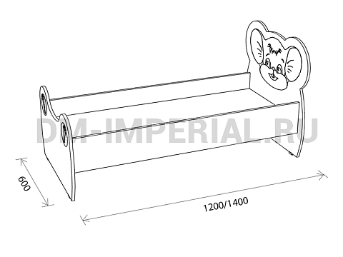 Оснащение детских садов, Кровати, Кровать ЛДСП Мышонок с рисунком с лапами КР-004.02-Р-Л