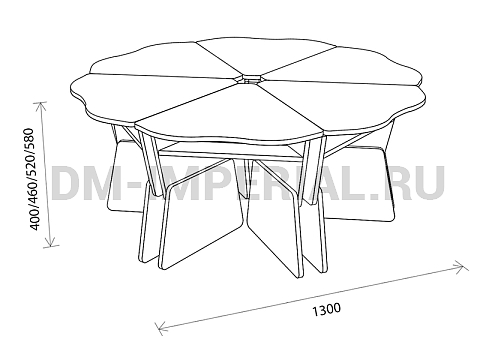 Оснащение детских садов, Столы, Стол Ромашка 6-ти секционный на регулируемых ножках из ЛДСП СТ-025-Ц