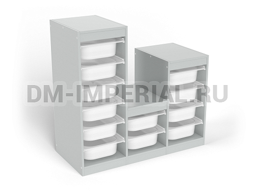 Оснащение детских садов, Шкафы, Стеллаж для хранения трехсекционный, разноуровневый, вар. 3, высота 1000 СХ-022