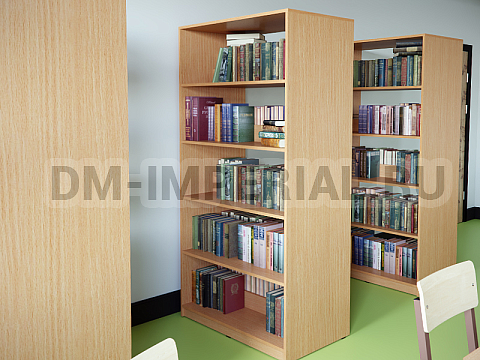 Оснащение школ, Мебель для библиотек, Стеллаж библиотечный двусторонний ЛДСП ШМ-МБ-008