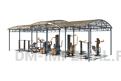 Тренажерная беседка из 14 тренажеров на раме ТРК 1.3