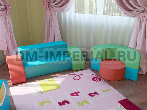 Оснащение детских садов, Мягкие модули, Комплект мебели Радуга ММ-ММ-020