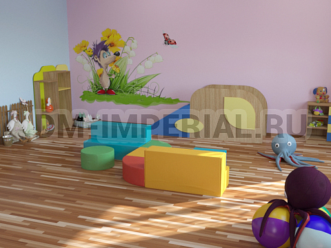 Оснащение детских садов, Мягкие модули, Комплект диван Змейка ММ-ММ-029