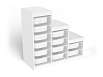 Стеллаж для хранения трехсекционный, разноуровневый, вар. 3, высота 1000 (белый, малые контейнеры)