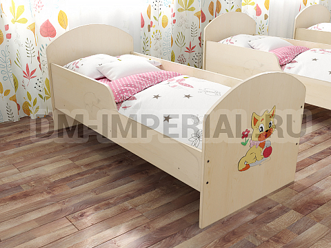 Оснащение детских садов, Кровати, Кровать ясельная с бортиком с рисунком КР-001-Я-Р