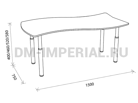 Оснащение детских садов, Столы, Стол Волна на регулируемых ножках СТ-019