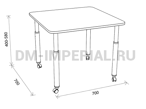 Оснащение детских садов, Столы, Стол Квадратный на регулируемых ножках и колесах СТ-005-К