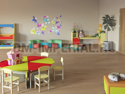 Оснащение детских садов, Мягкие модули, Комплект столик Круг ММ-ММ-038