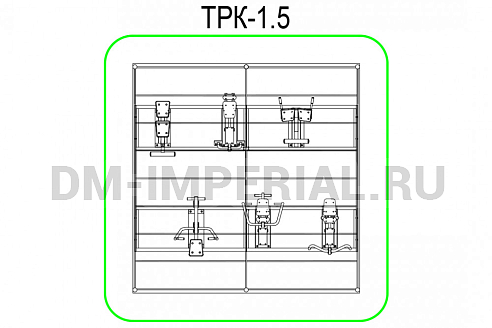 Уличное оборудование, Спортивное оборудование, Тренажерная беседка из 6 тренажеров на раме ТРК 1.5 ТРК 1.5