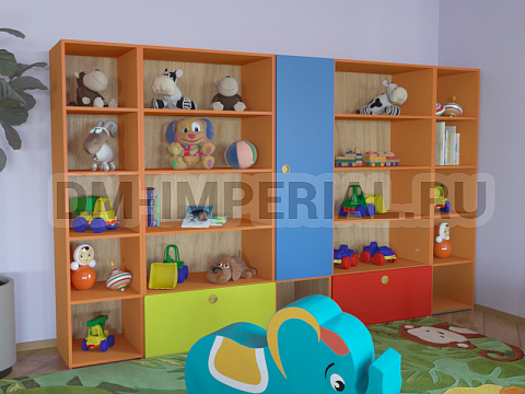 Оснащение детских садов, Шкафы, Стенка для игрушек, 5-секционная ШС-051