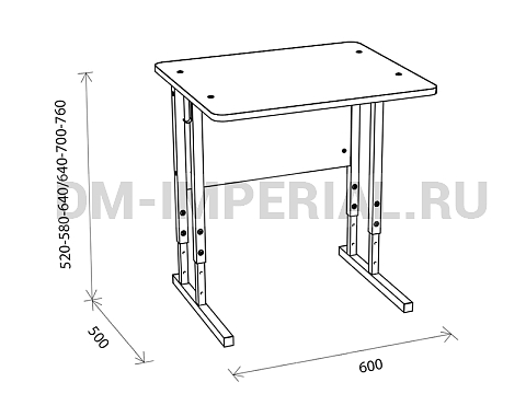 Оснащение школ, Школьные парты, Стол ученический 1-но местный регулируемый на квадратной трубе МШ-ШП-005.1