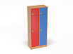 Шкаф 2-х секционный с антресолью на цоколе (каркас бук с разноцветными фасадами, Вариант 3)