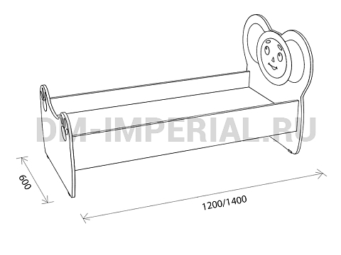 Оснащение детских садов, Кровати, Кровать ЛДСП Чебурашка с рисунком с лапами КР-004.03-Р-Л