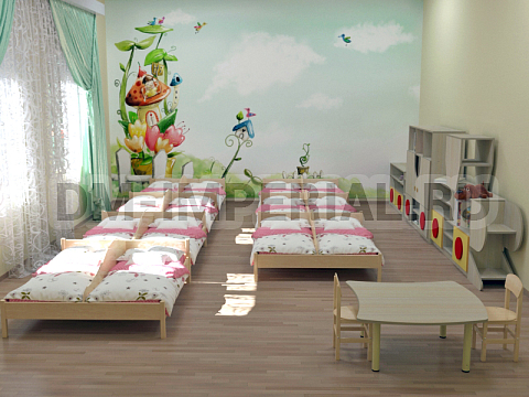 Оснащение детских садов, Кровати, Эко-кровать Соня (массив) двухместная КР-008.02