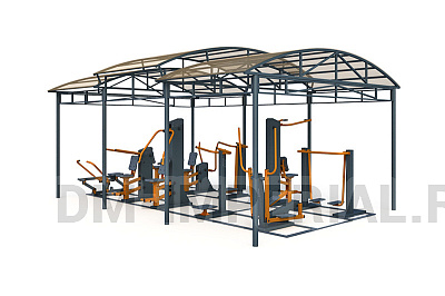 Тренажерная беседка из 10 тренажеров на раме ТРК 1.1