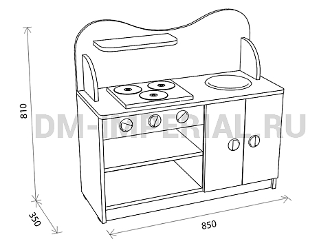 Оснащение детских садов, Игровая мебель, Кухня Малютка ИМ-045