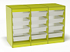 Стеллаж для хранения трехсекционный, высота 750 (разноцветный (ая), малые контейнеры, Вариант 2)