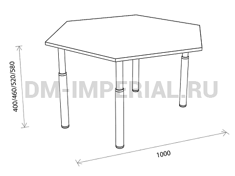 Оснащение детских садов, Столы, Стол шестигранник на регулируемых ножках СТ-004