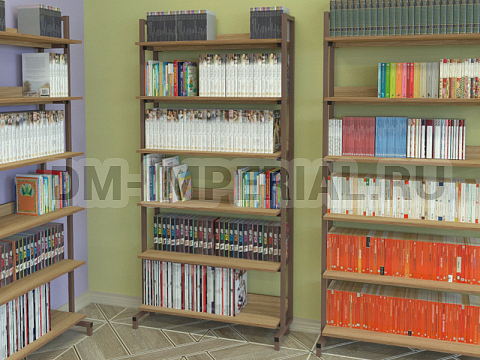 Оснащение школ, Мебель для библиотек, Стеллаж библиотечный односторонний ШМ-МБ-005